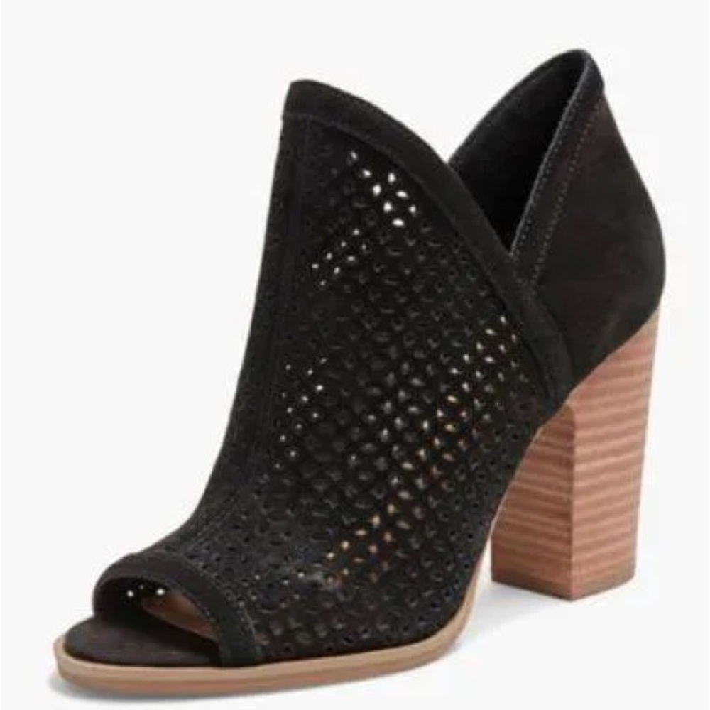 Lucky Brand Black Peep-Toe Ankle Boots